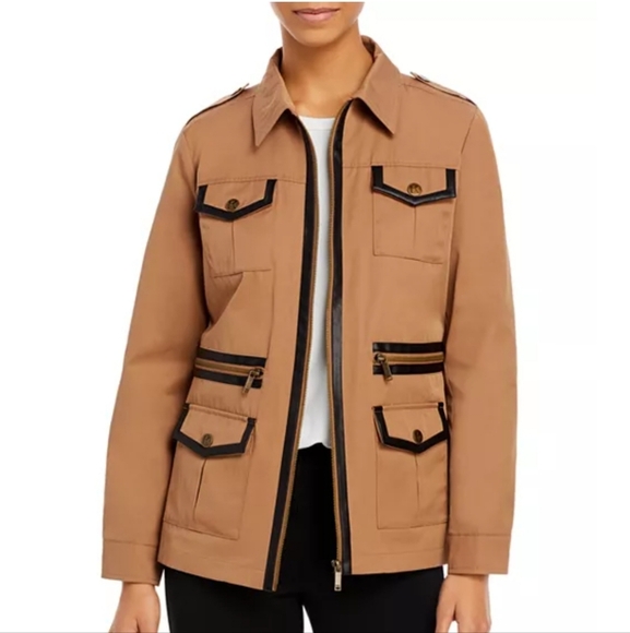 KARL LAGERGELD Tan Utility Jacket with Black Trim. Size Small - Picture 15 of 15